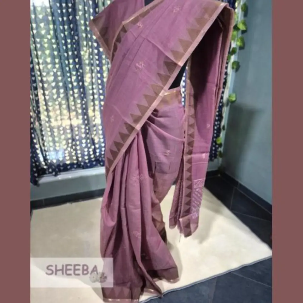 Gemini Mesh Kantha Border Work - Onion Pink